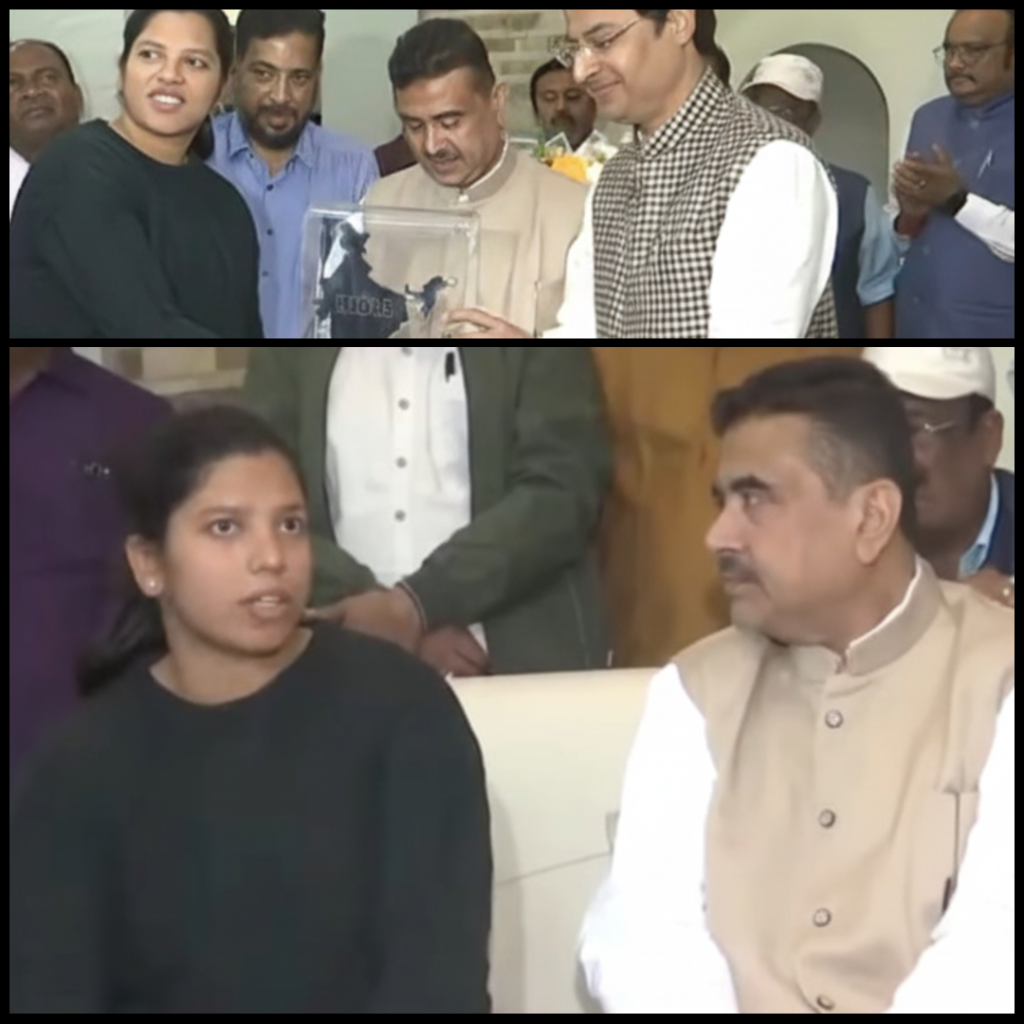 suvendu adhikari visit cricketer richa ghosh