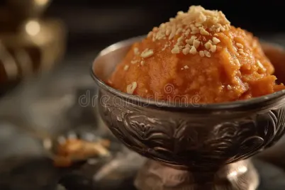delicious-saffron-suji-halwa-metal-bowl-garnished-nuts-saffron-suji-halwa-metal-bowl-nut-garnish-hot-serving-306413244.webp